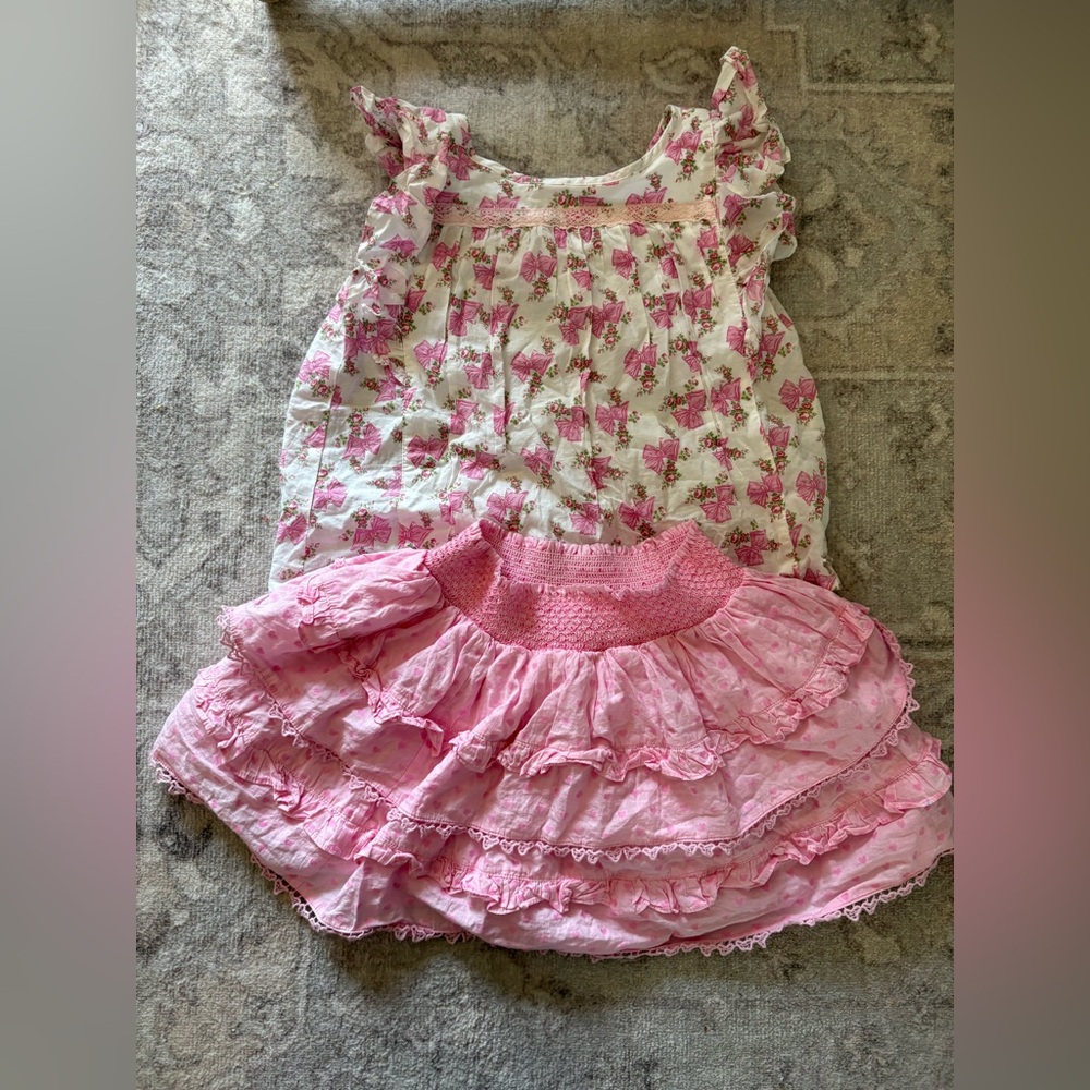 LoveshackFancy American Girl Girls Floral Ruffle Top and Skirt size 7